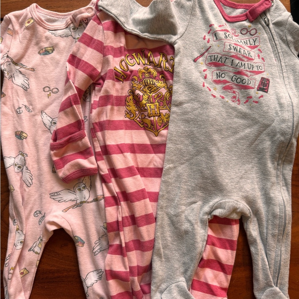 Set of 3 Harry Potter Pajama Set - Pink and Gray